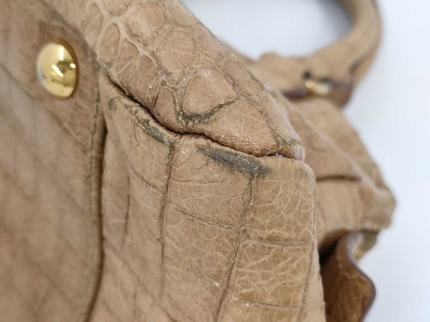 miu miu Miu Miu crocodile embossed handbag beige handbag