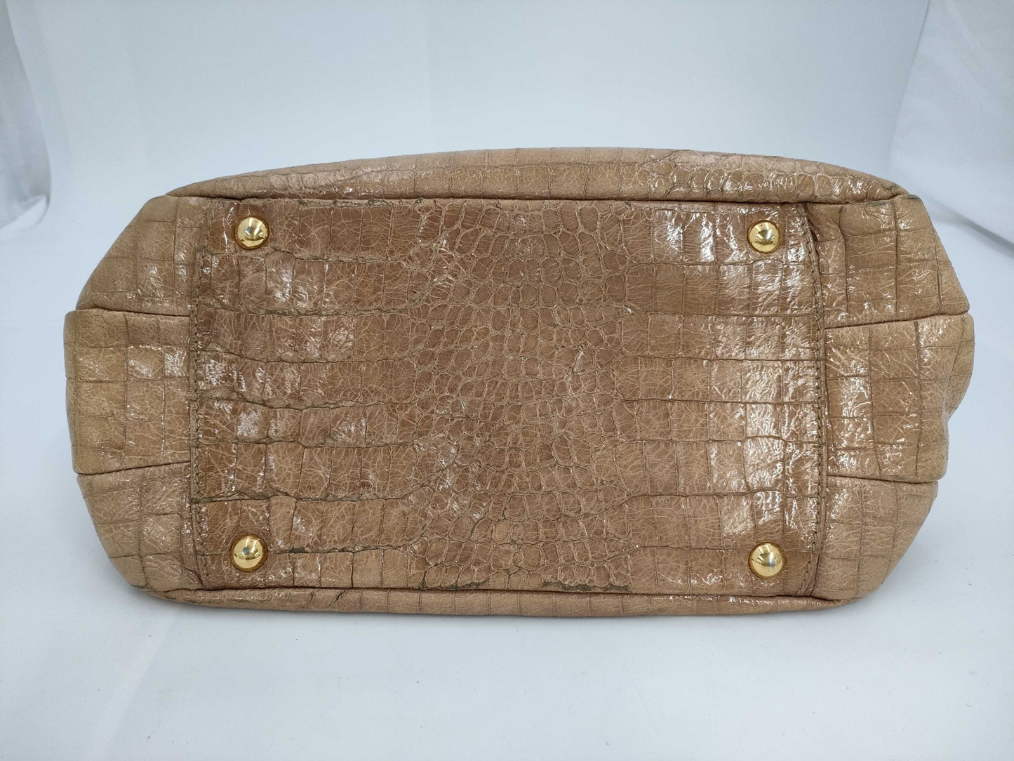 miu miu Miu Miu crocodile embossed handbag beige handbag
