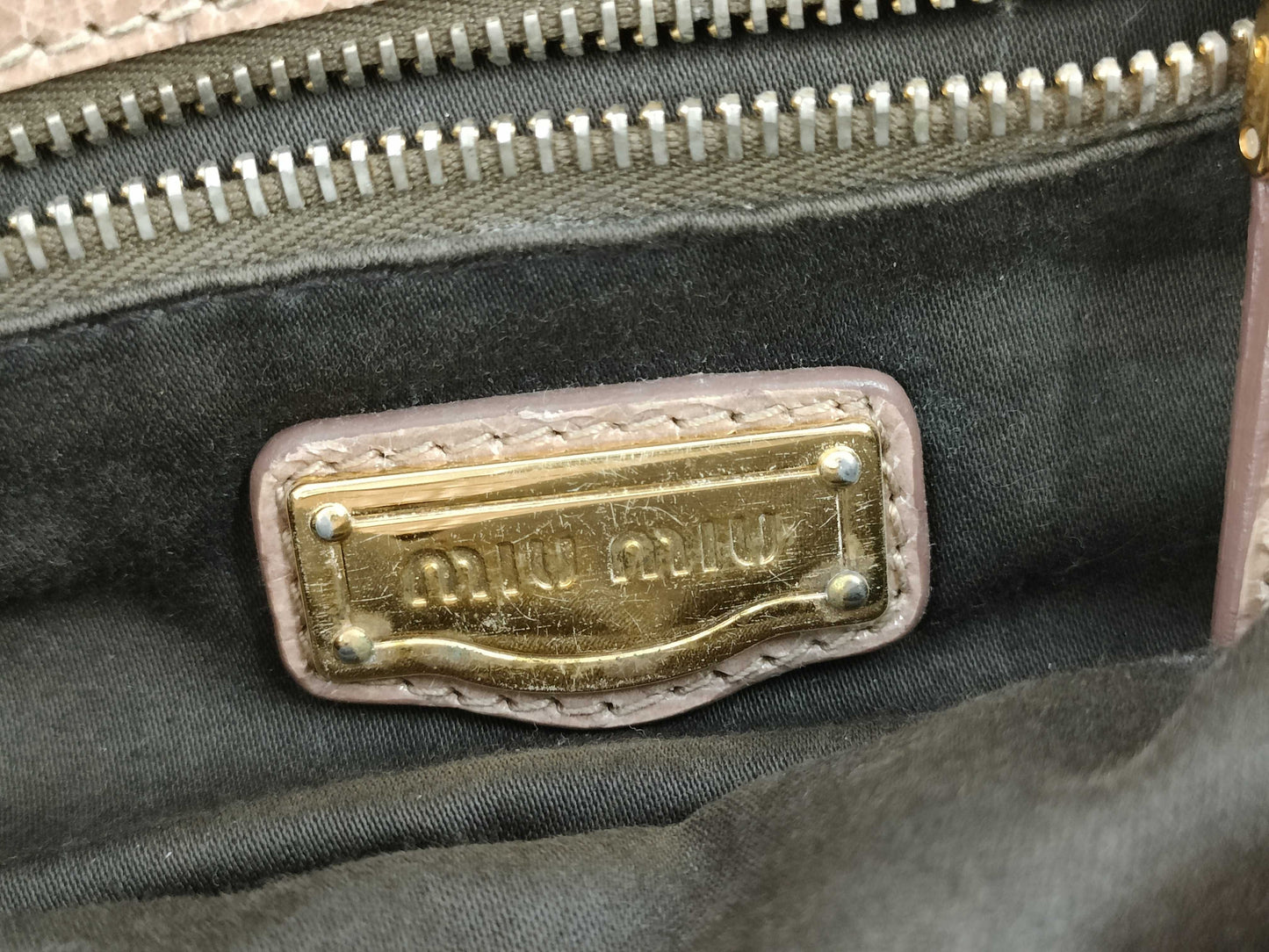 miu miu Miu Miu crocodile embossed handbag beige handbag