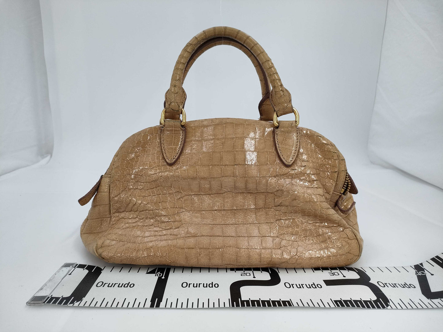 miu miu Miu Miu crocodile embossed handbag beige handbag