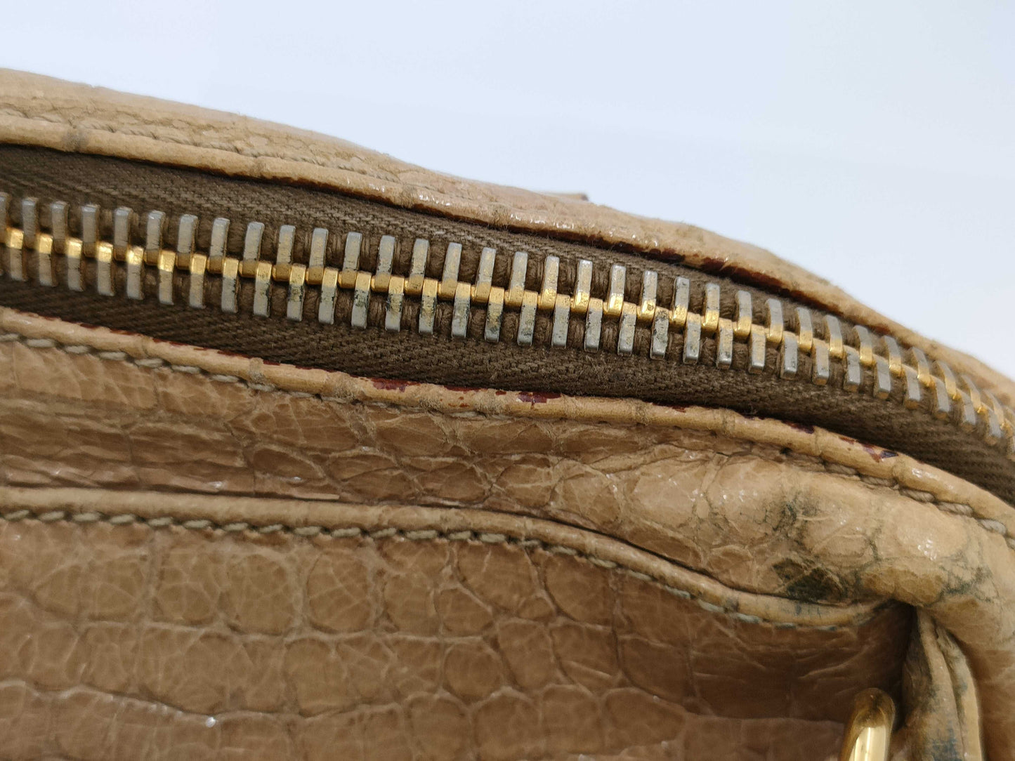 miu miu Miu Miu crocodile embossed handbag beige handbag