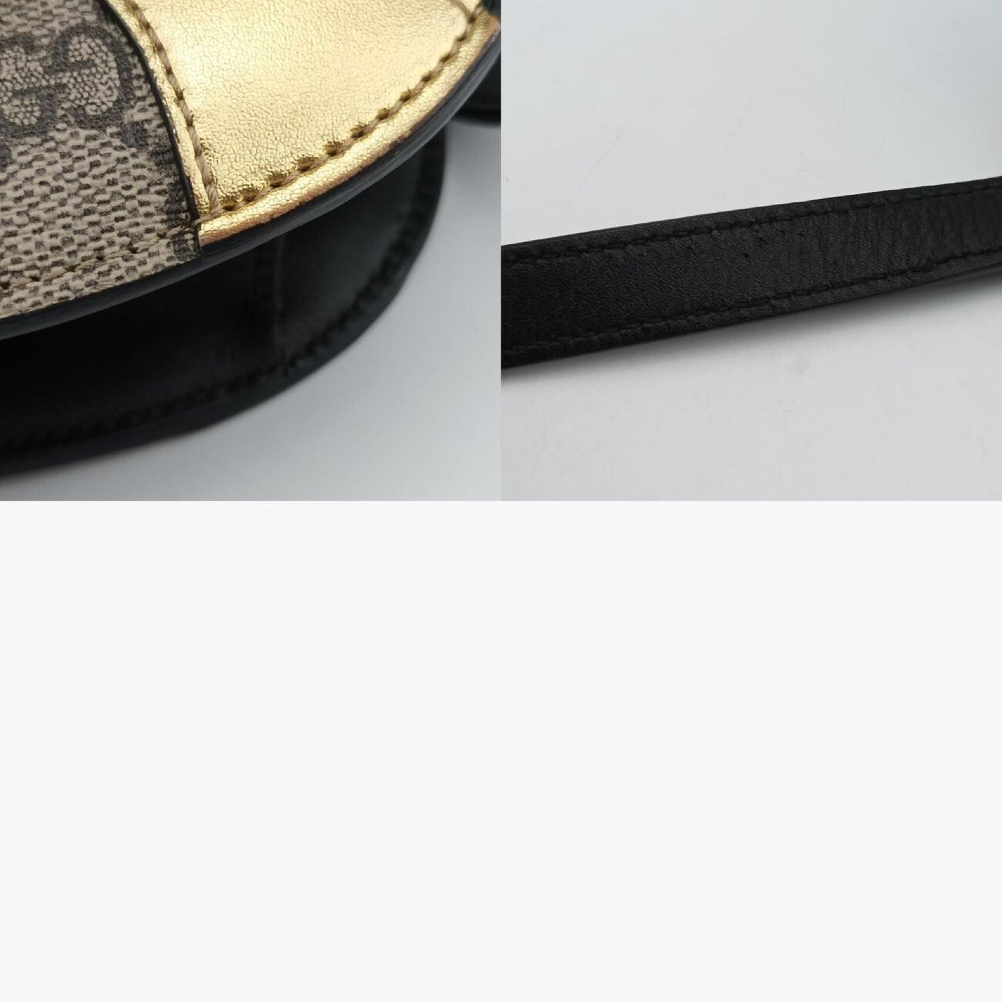 GUCCI Ojiride Beige x Black x Gold PVC Coated Canvas x Leather Shoulder Bag 500781 G023180424