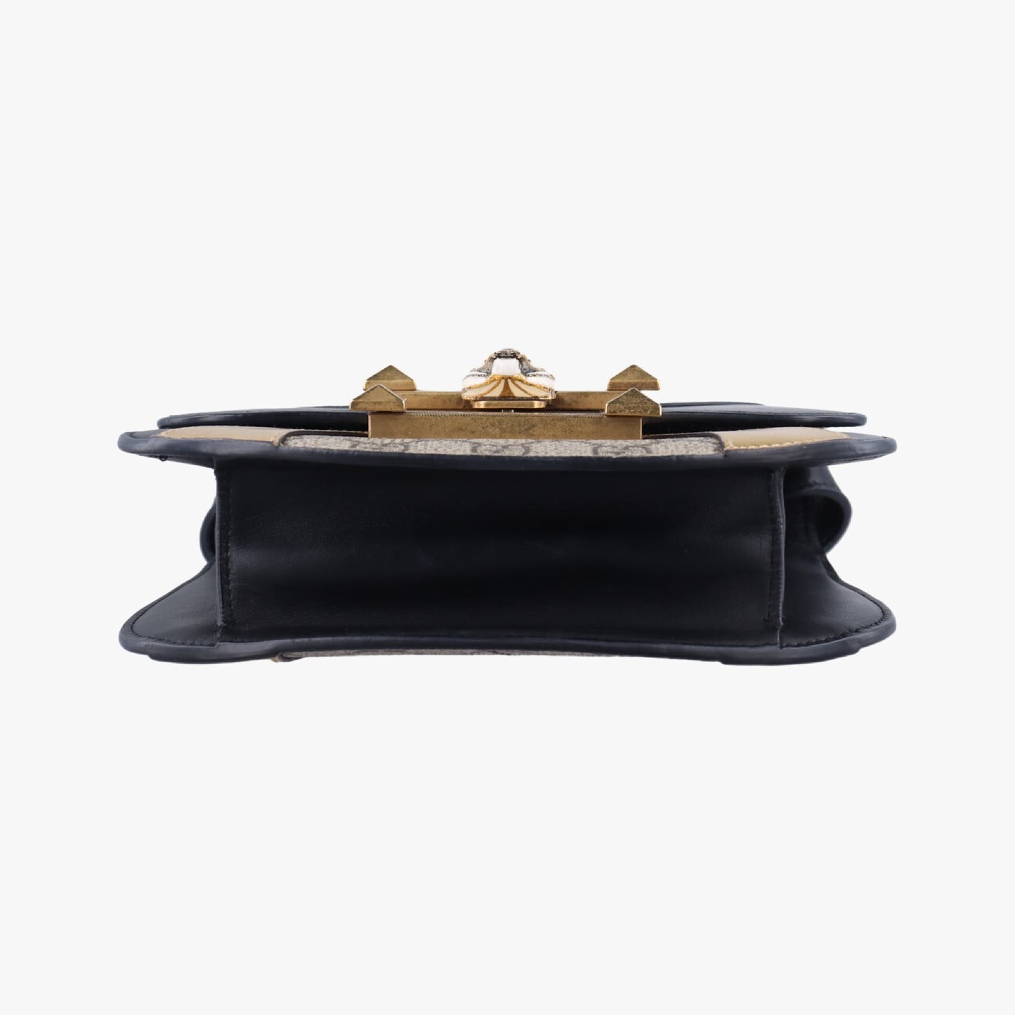GUCCI Ojiride Beige x Black x Gold PVC Coated Canvas x Leather Shoulder Bag 500781 G023180424