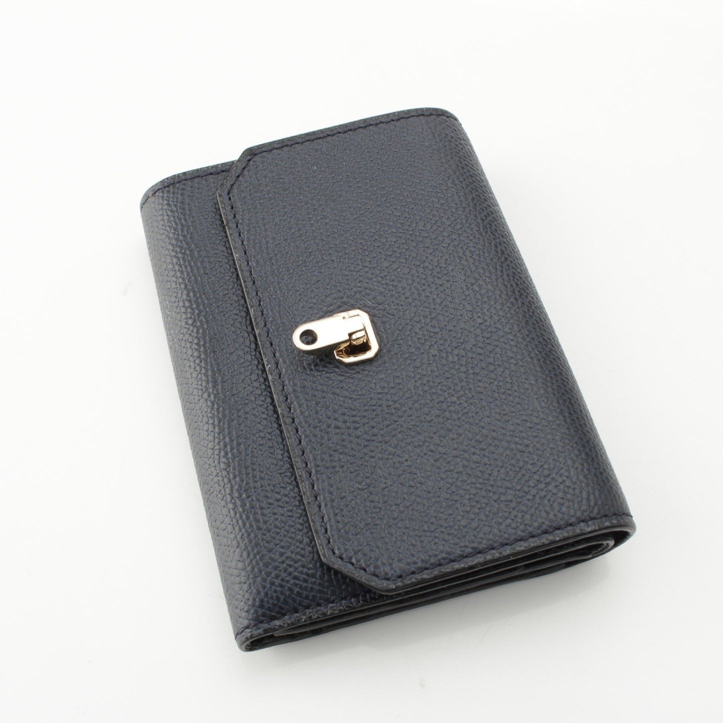 Valextra Brera Leather Tri-fold Wallet in Navy