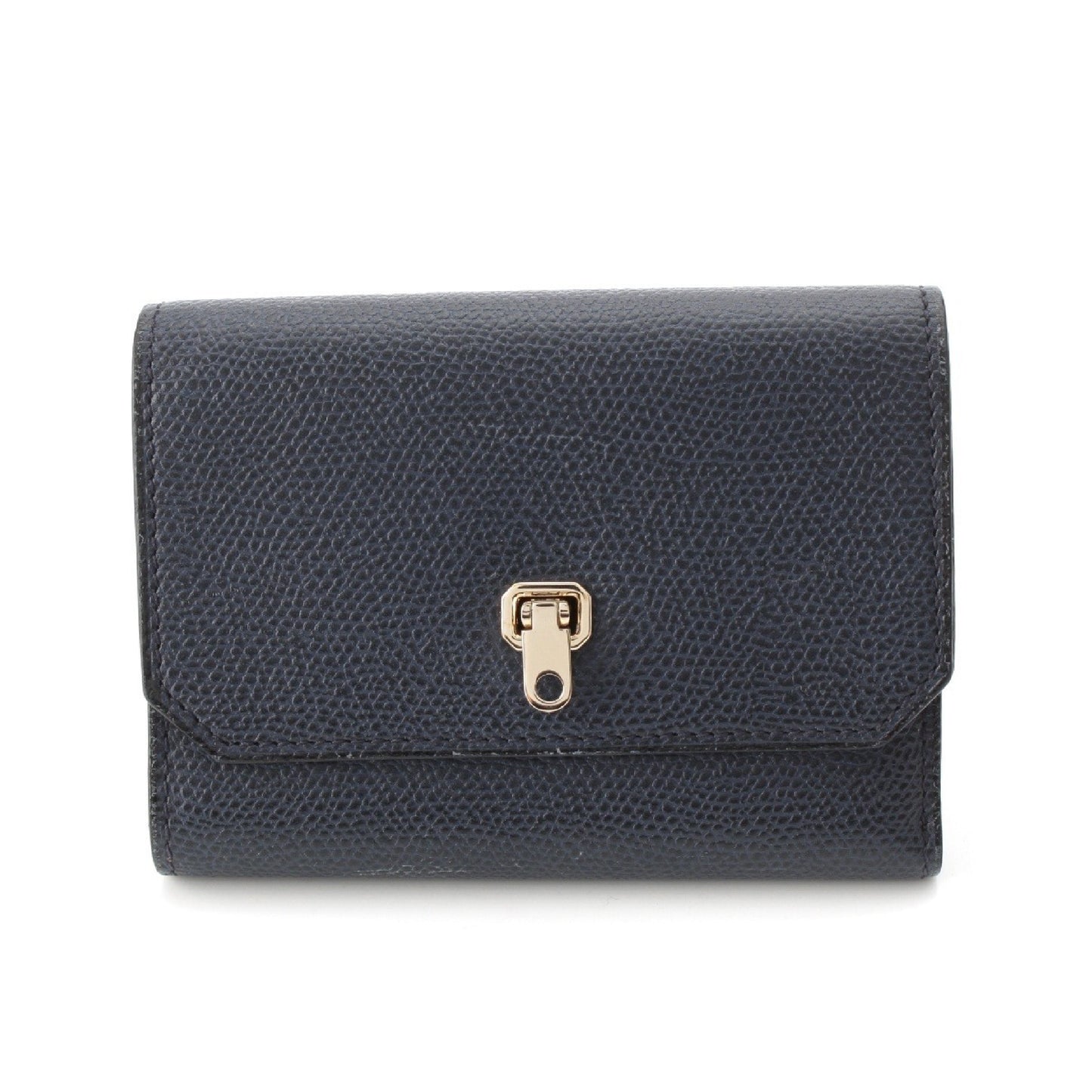 Valextra Brera Leather Tri-fold Wallet in Navy