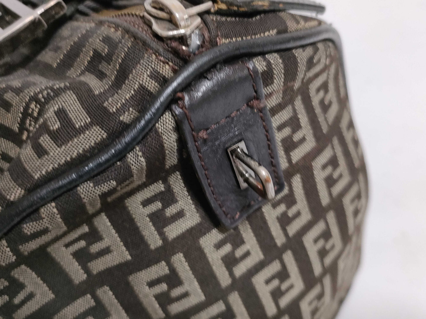 FENDI Zucchino Boston Bag in Brown Canvas with Zucca Pattern, 2035/8BL068/JQ4/058