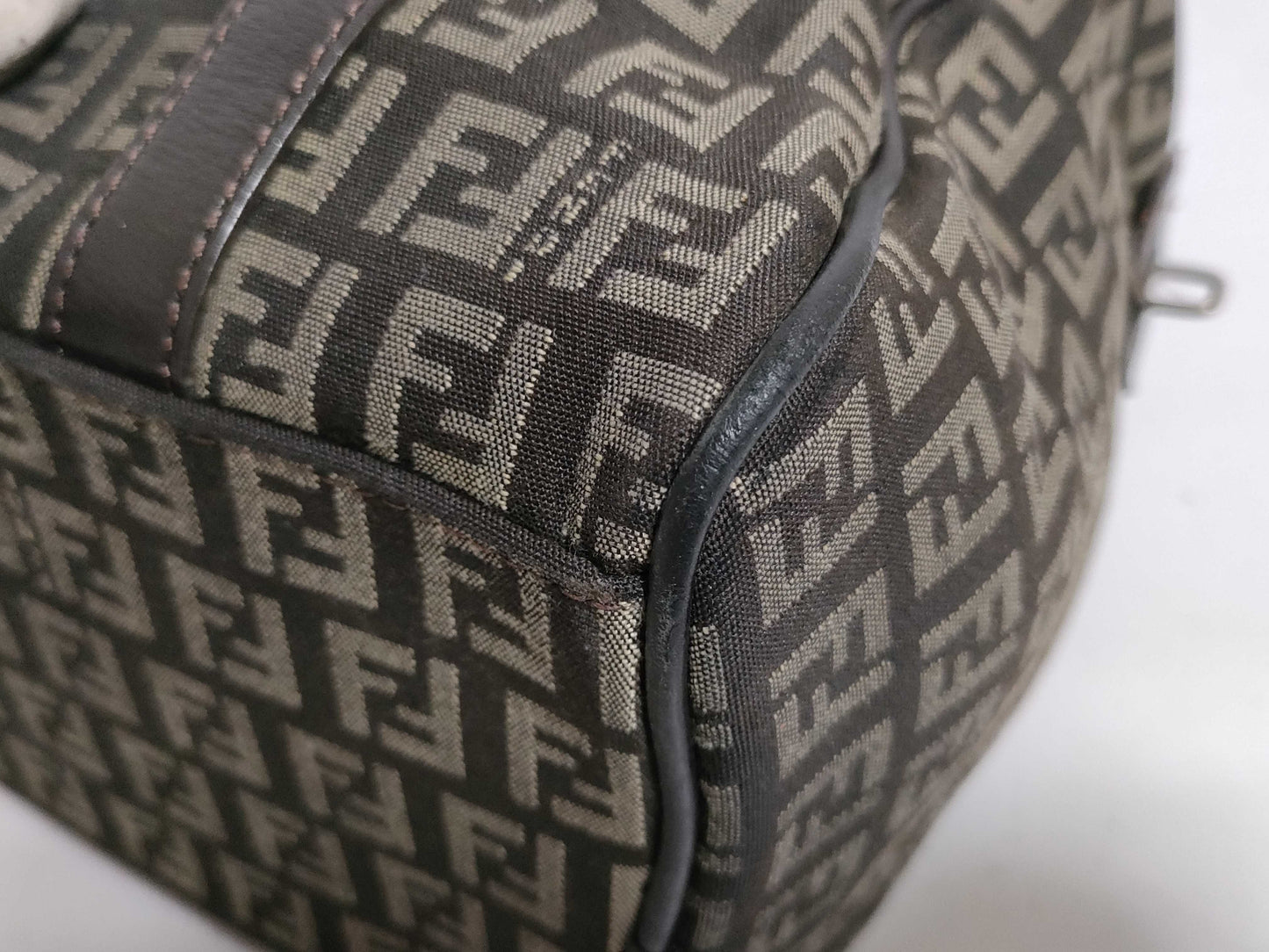 FENDI Zucchino Boston Bag in Brown Canvas with Zucca Pattern, 2035/8BL068/JQ4/058