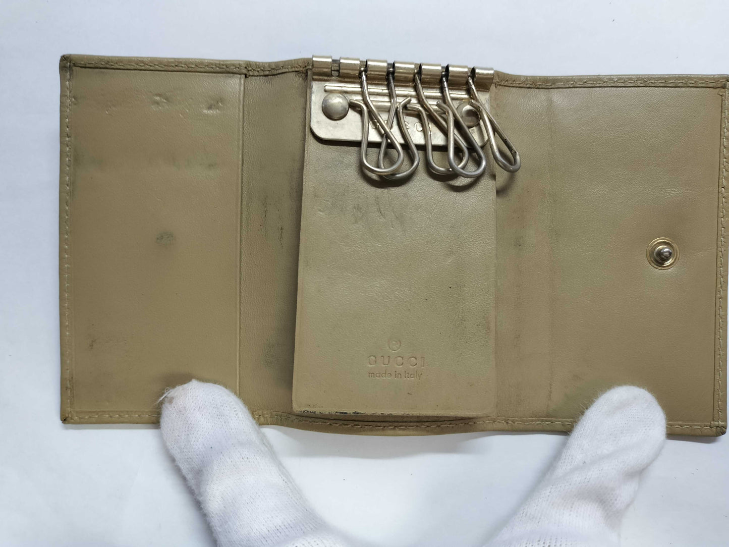 GUCCI GG Micro GG Leather 5-Key Case 033, 0416, 0888 Beige Key Case/Key Holder