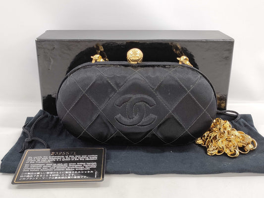CHANEL CHANEL Clasp Satin Matelasse Chain Shoulder Bag
