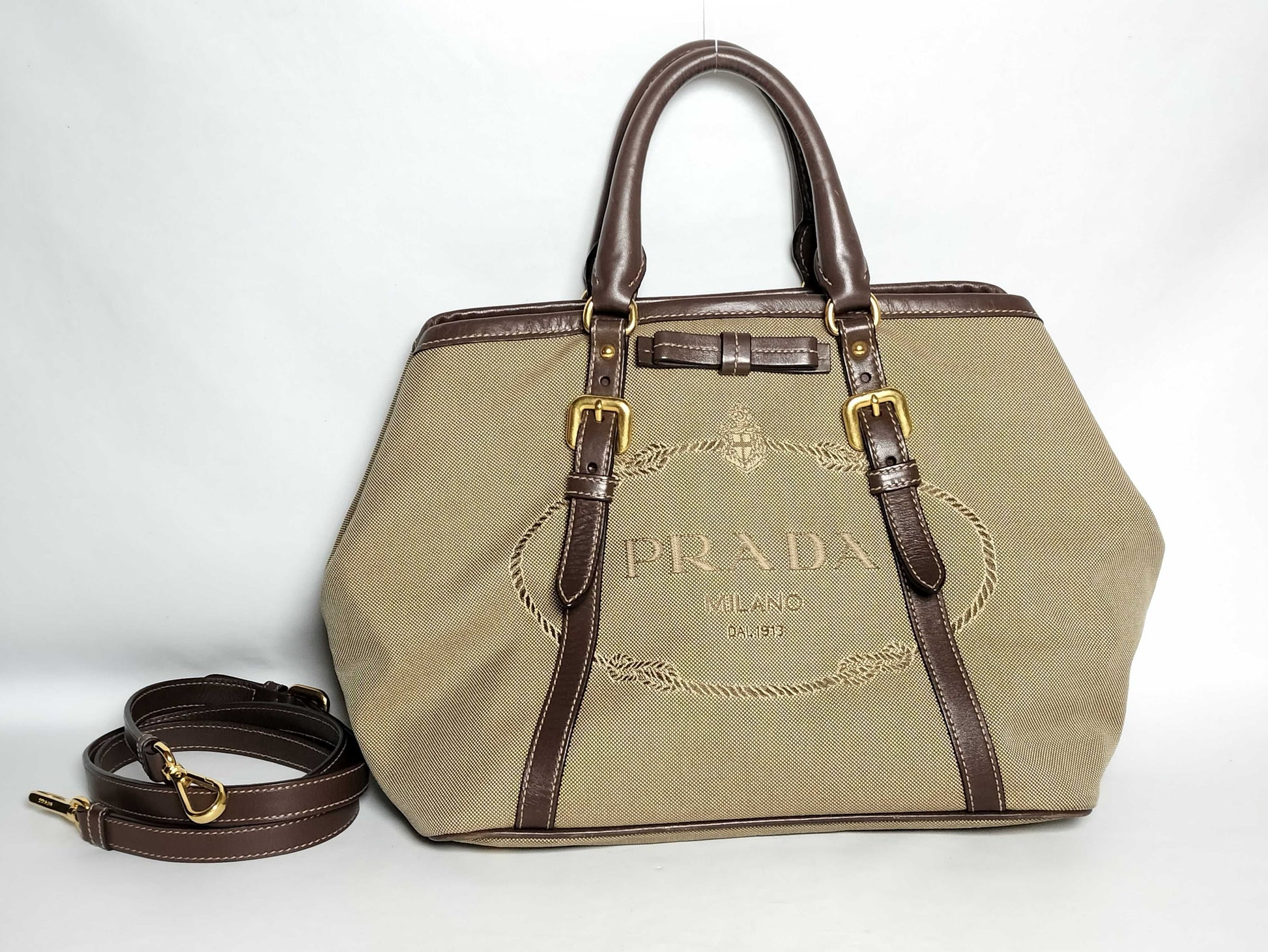 PRADA Jacquard 2-way Shoulder Bag/Tote Bag