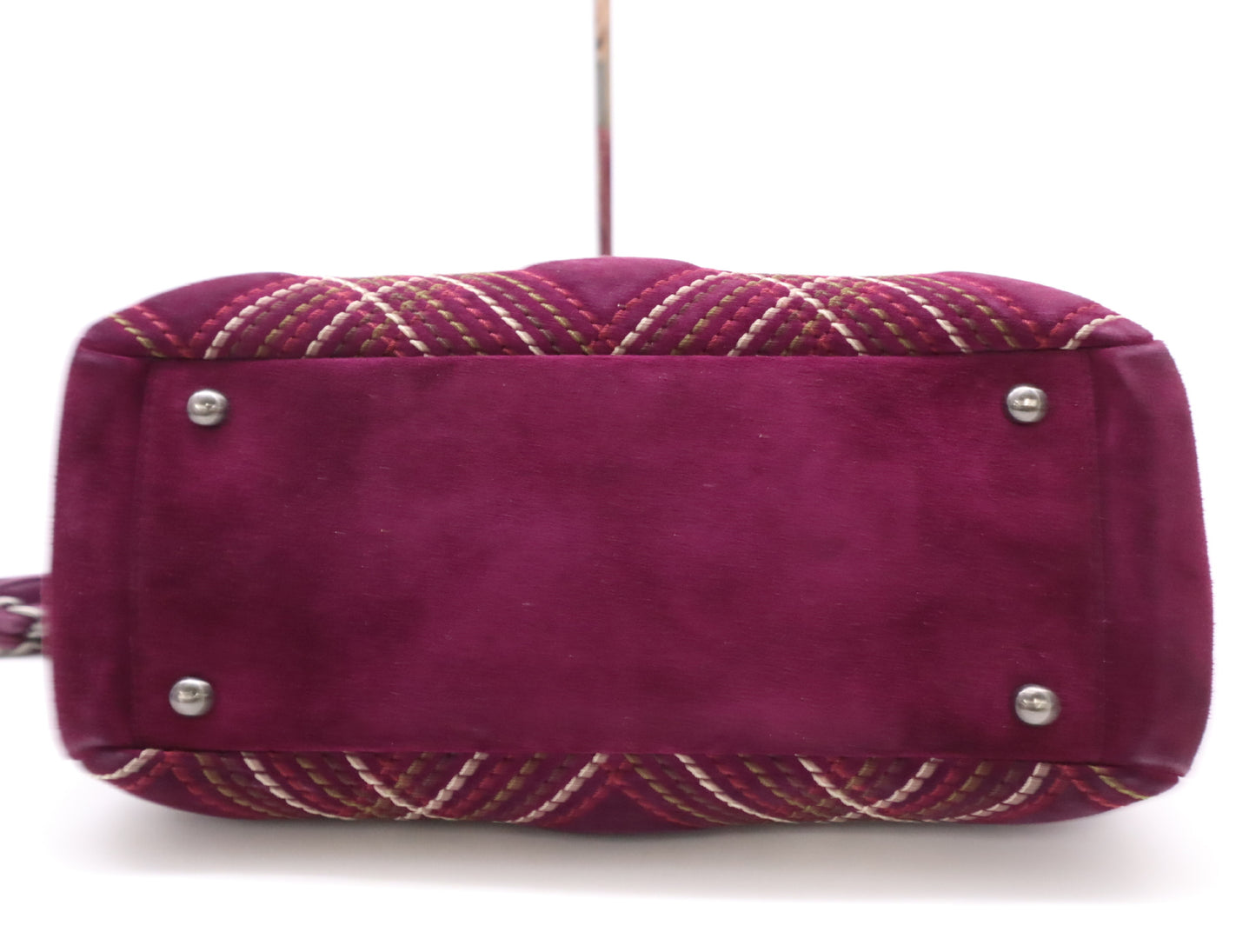 CHANEL Suede and Leather Wild Stitch Chain Shoulder Bag, Purple, with Charm and Seal, 18106488 Shoulder Bag