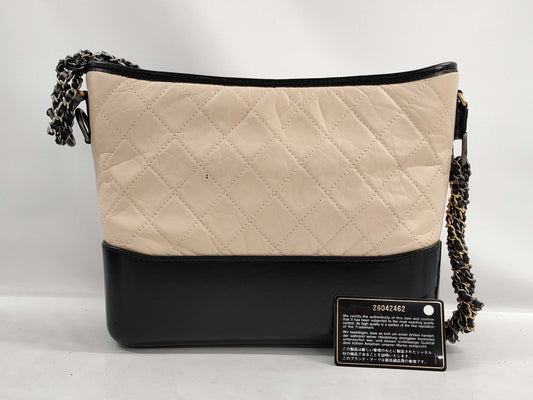 CHANEL Gabriel Chain Shoulder Bag, Beige and Gold, Seal and Warranty, No. 26