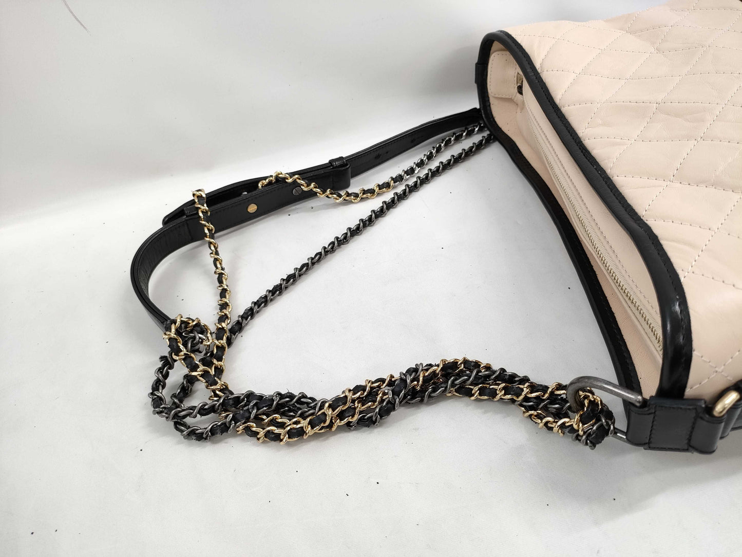 CHANEL Gabriel Chain Shoulder Bag, Beige and Gold, Seal and Warranty, No. 26