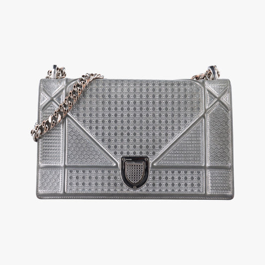 Dior Diorama Silver Leather 09-BO-1116 Shoulder Bag