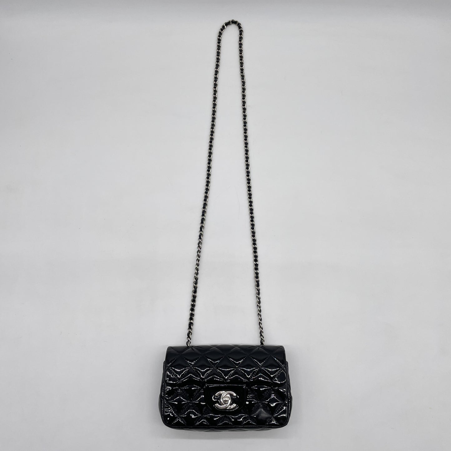 CHANEL Mini Matelasse Chain Shoulder Bag, Black, 18th Series