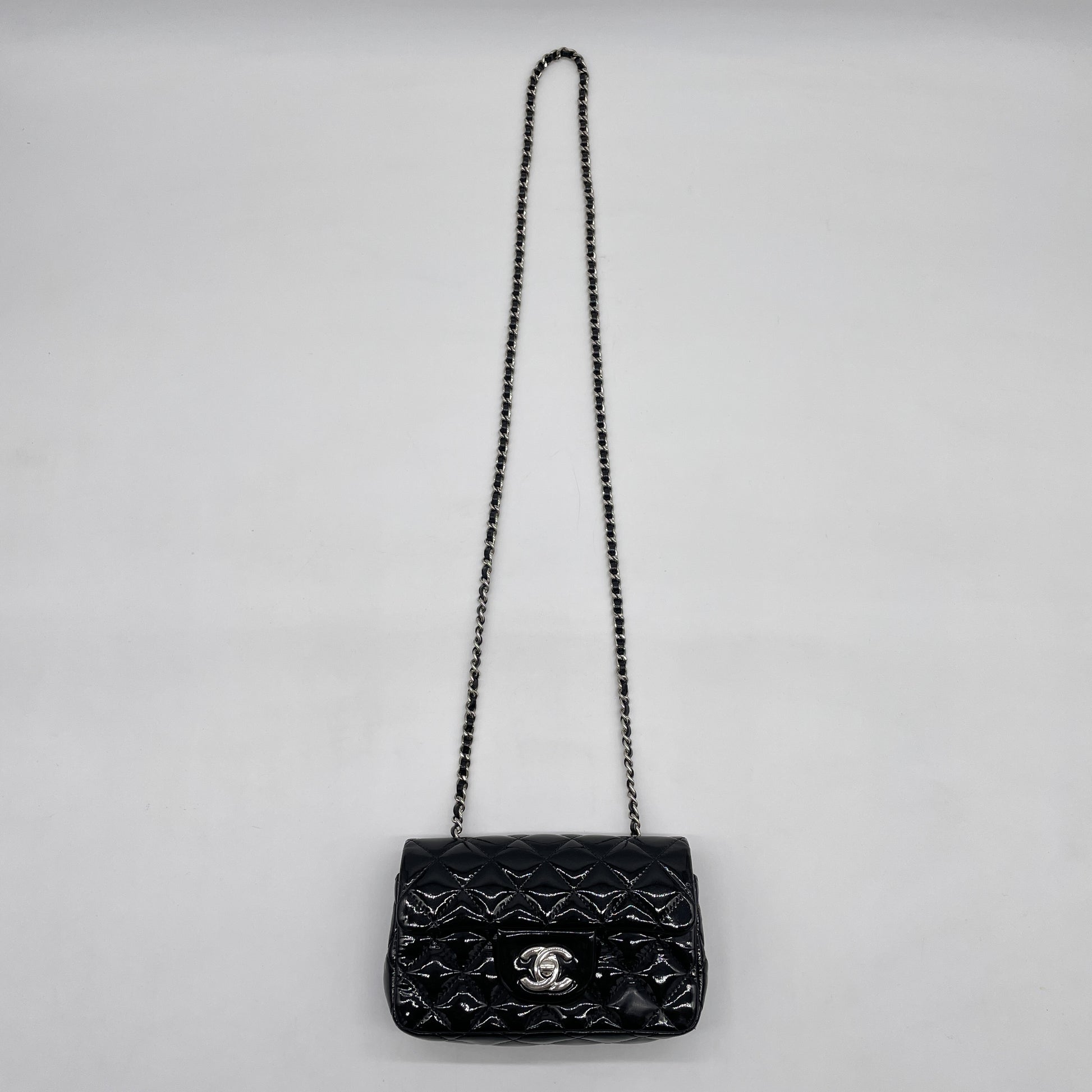 CHANEL Mini Matelasse Chain Shoulder Bag, Black, 18th Series