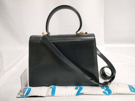 Salvatore Ferragamo 2-way Gancini Shoulder Handbag in Navy Leather