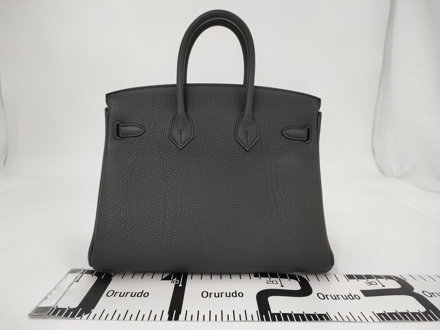 HERMES Birkin 25 Togo Handbag with Sterling Silver Hardware, K Stamp, and Seal