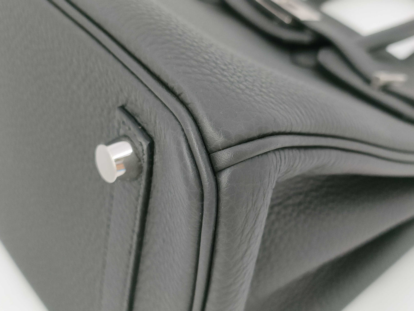 HERMES Birkin 25 Togo Handbag with Sterling Silver Hardware, K Stamp, and Seal