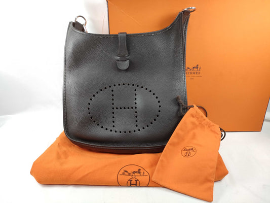 HERMES Evelyn PM □G Shoulder Bag, Box and Bag Deformed, Corner Scratches, Shoulder Strap Not Returning