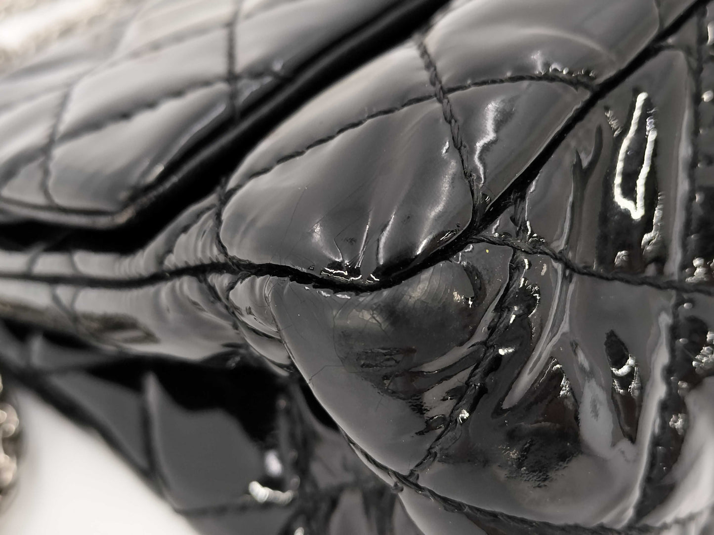 CHANEL Matelasse 2.55 Patent Leather Chain Bag, Black Shoulder Bag