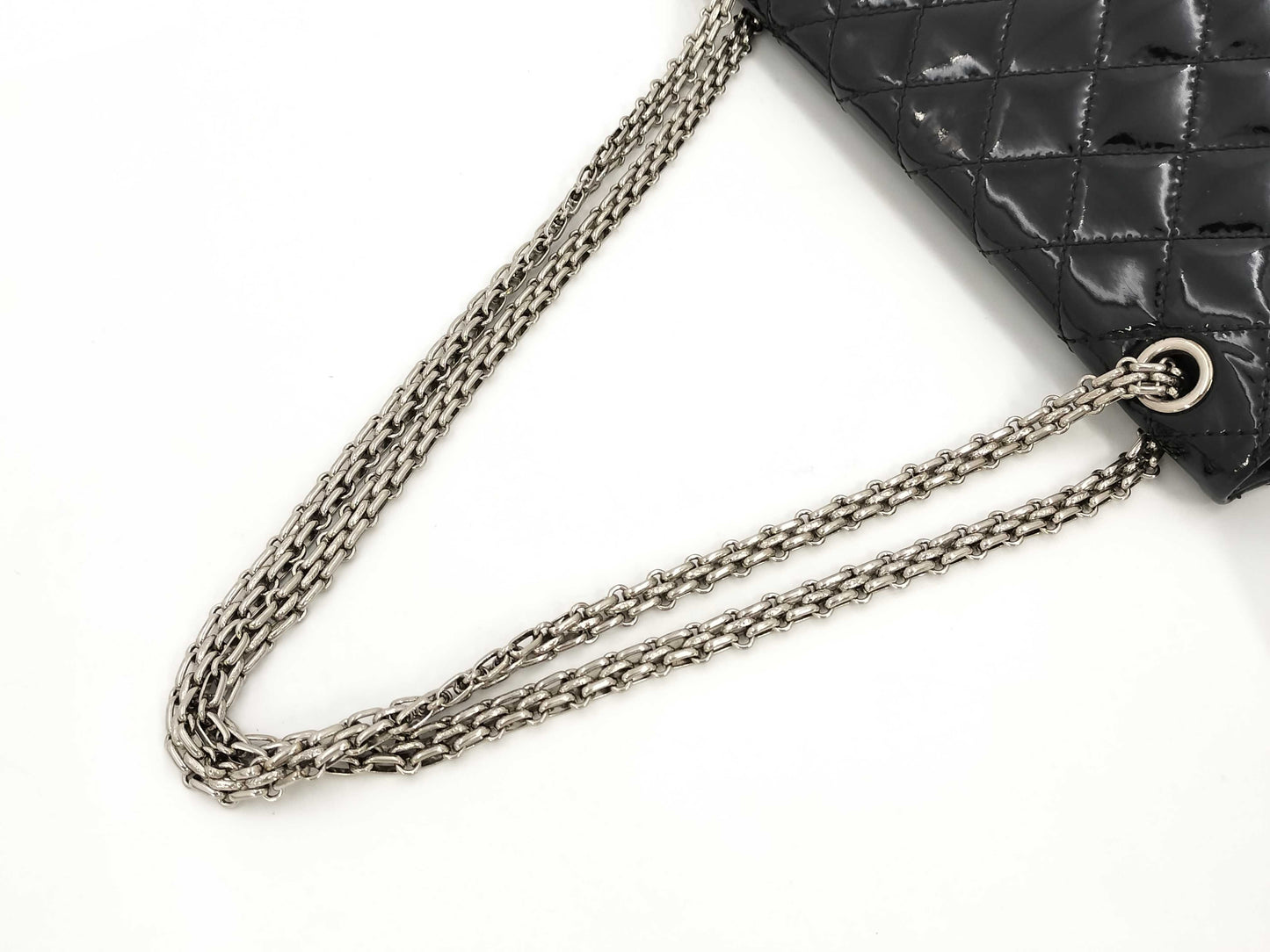 CHANEL Matelasse 2.55 Patent Leather Chain Bag, Black Shoulder Bag