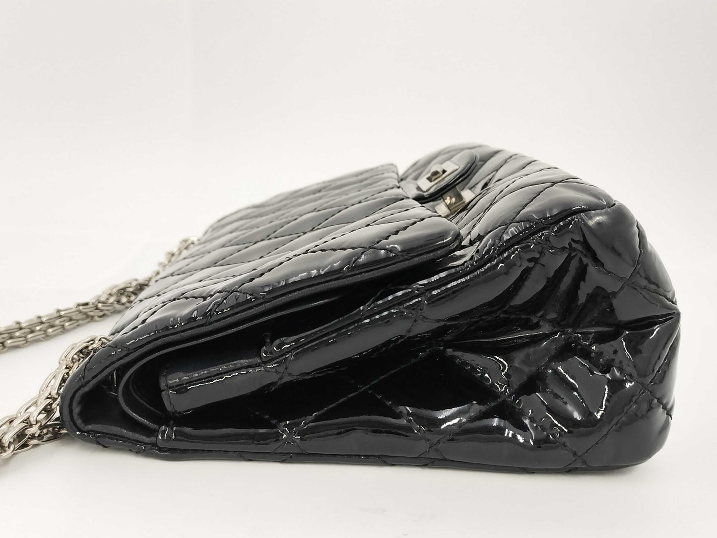 CHANEL Matelasse 2.55 Patent Leather Chain Bag, Black Shoulder Bag