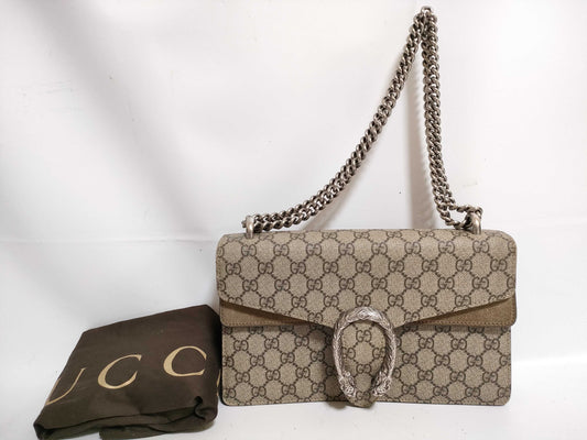 GUCCI GG Supreme Dionysus Chain Shoulder Bag, Beige