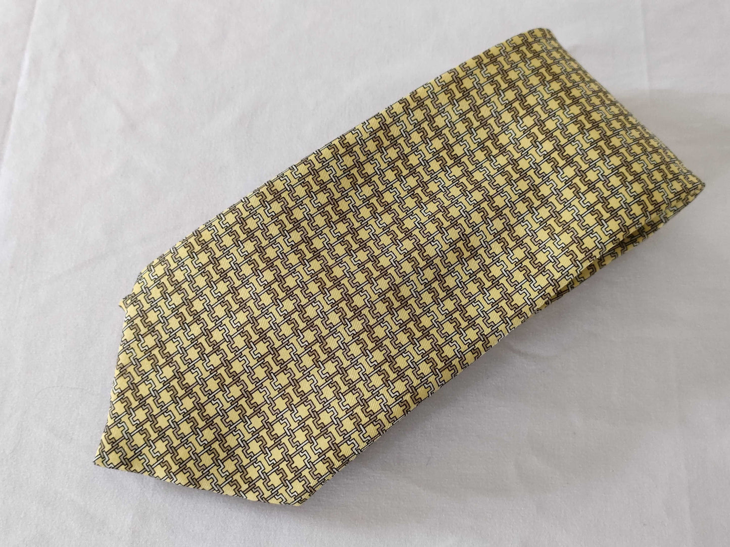 HERMES Tie with Box Yellow Other Accessories