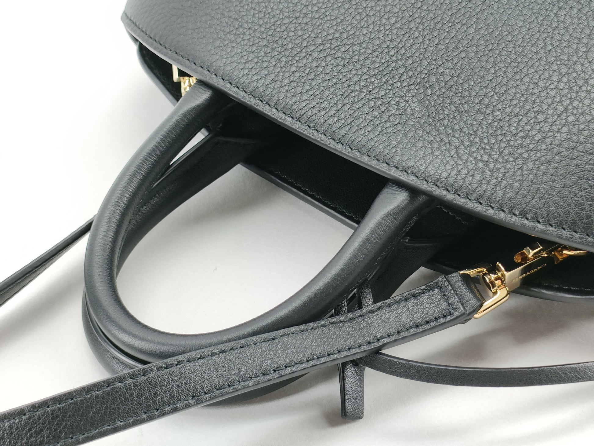 Salvatore Ferragamo Gancini Hug 2-Way Handbag Black Tote Bag