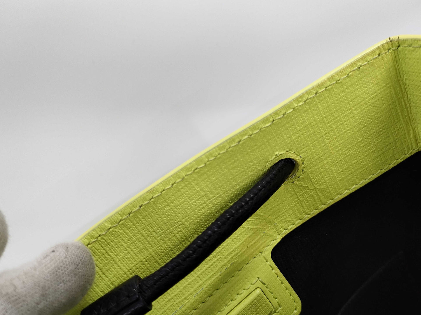 BALENCIAGA Shopping Tote XXS Leather Neon Yellow Tote Bag