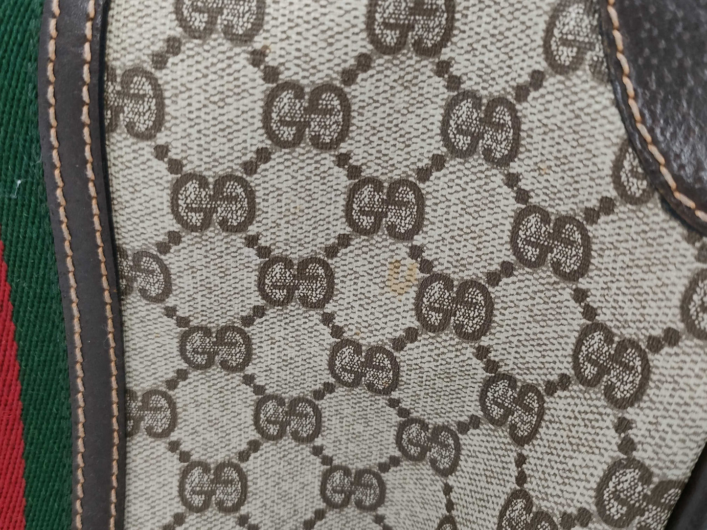 GUCCI GG Supreme Sherry Line Boston Bag, Coated Canvas and Leather