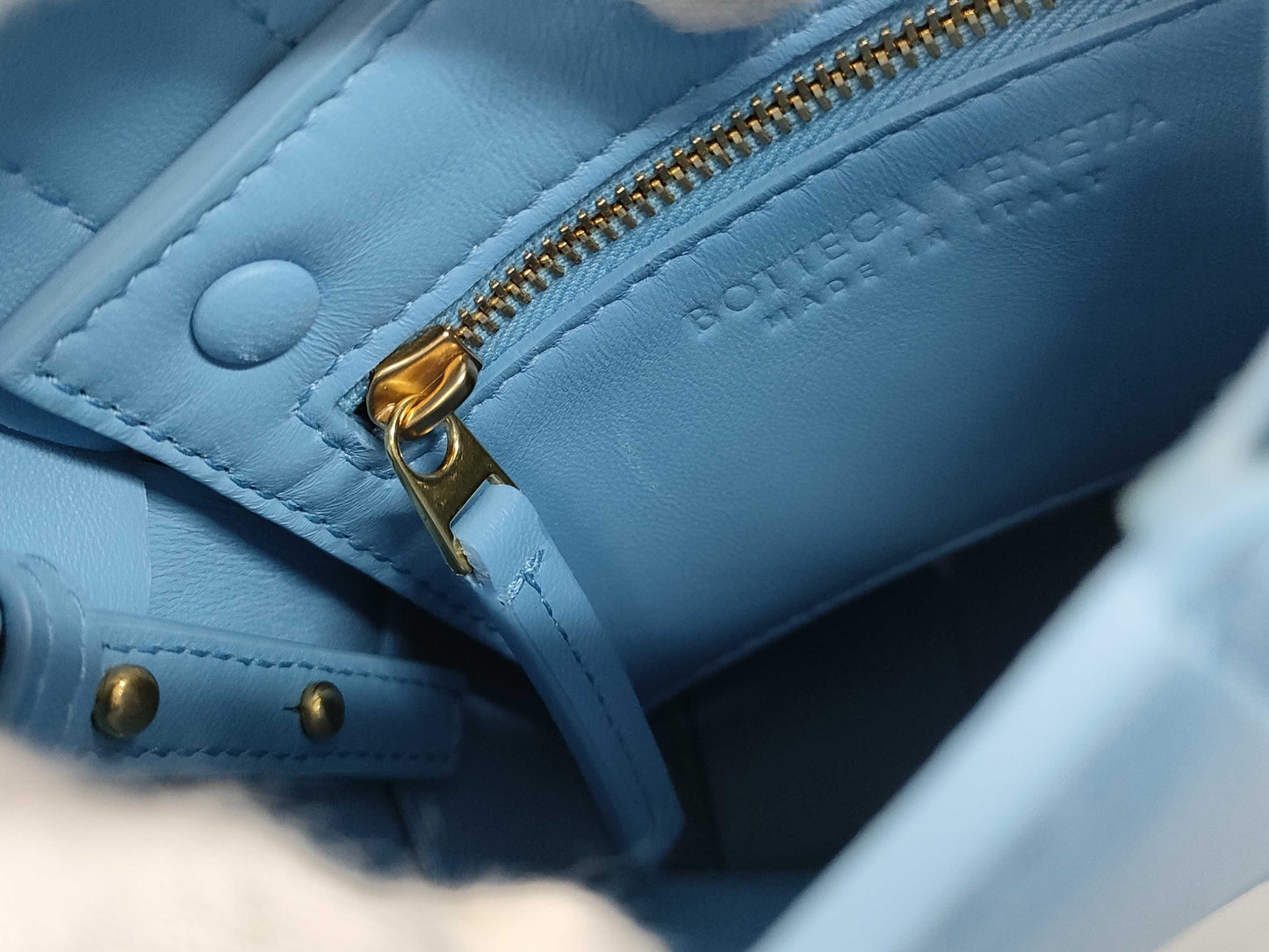 BOTTEGA VENETA Mini Cassette Shoulder Bag Light Blue Dust Bag