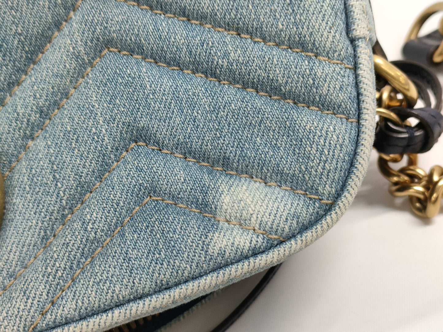GUCCI 447632 GG Marmont Denim Small Shoulder Bag with Dust Bag