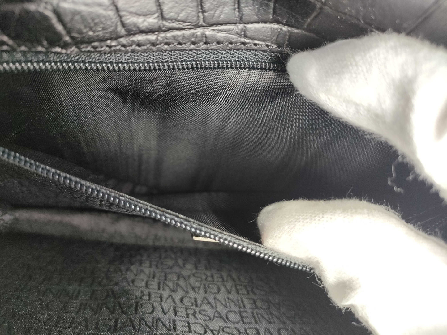 (10309_0189) VERSACE Leather Second Bag Black Second Bag
