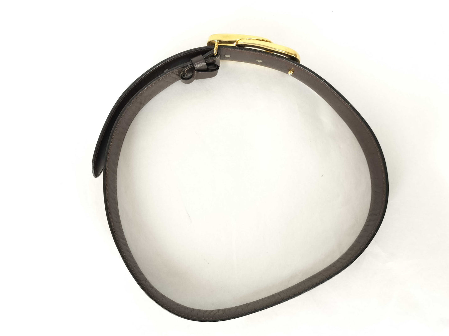 GUCCI Gucci Gold GG Buckle Leather Thin Belt