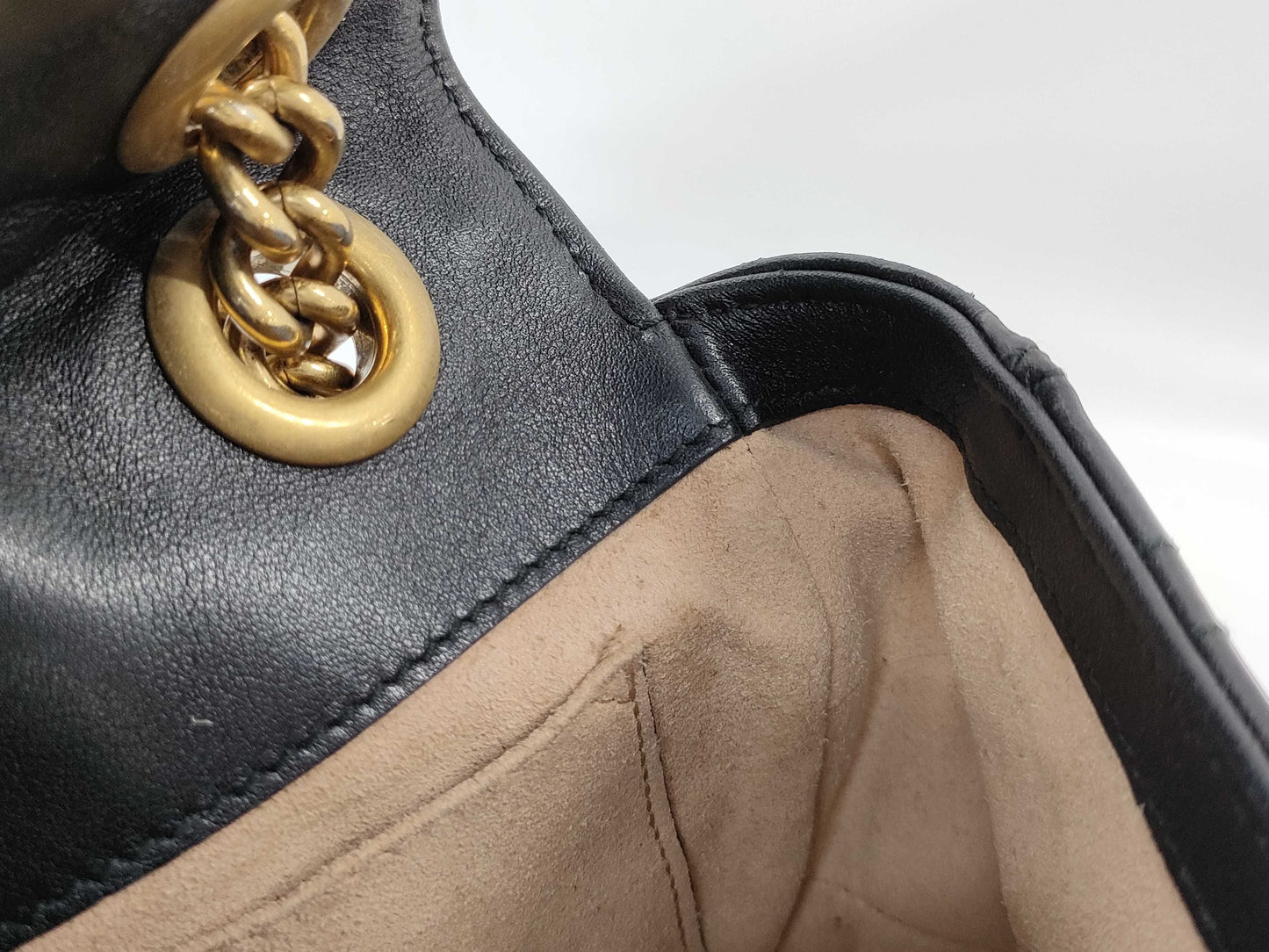 GUCCI Marmont Pearl Double Chain Shoulder Bag Black Shoulder Bag