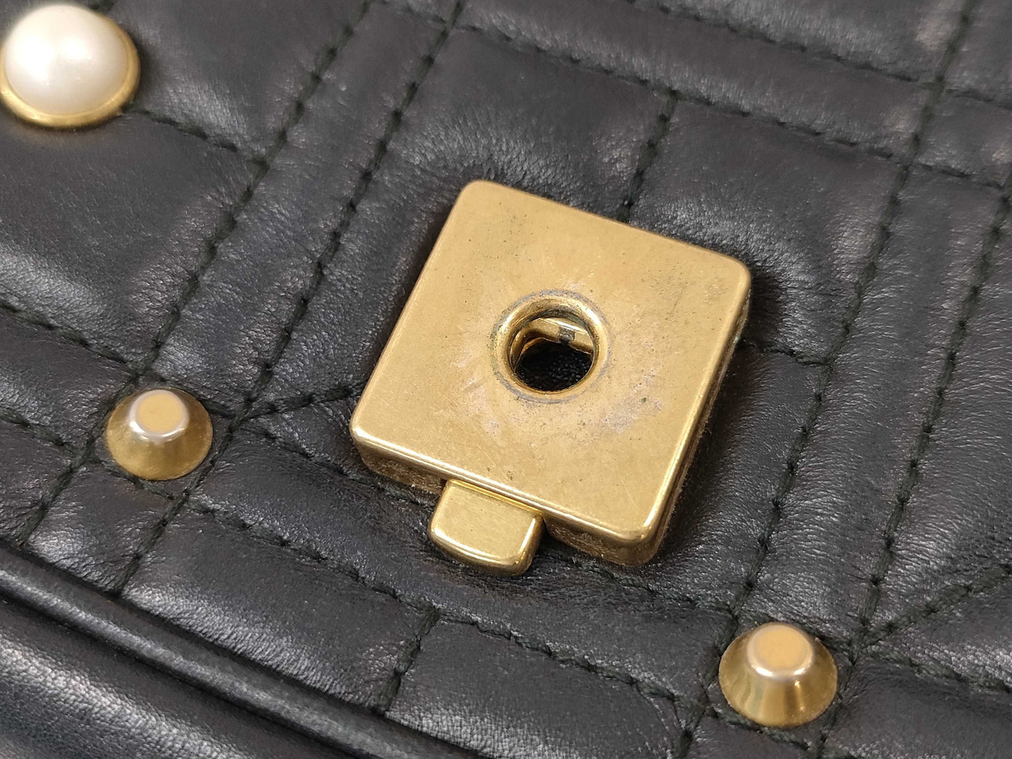 GUCCI Marmont Pearl Double Chain Shoulder Bag Black Shoulder Bag