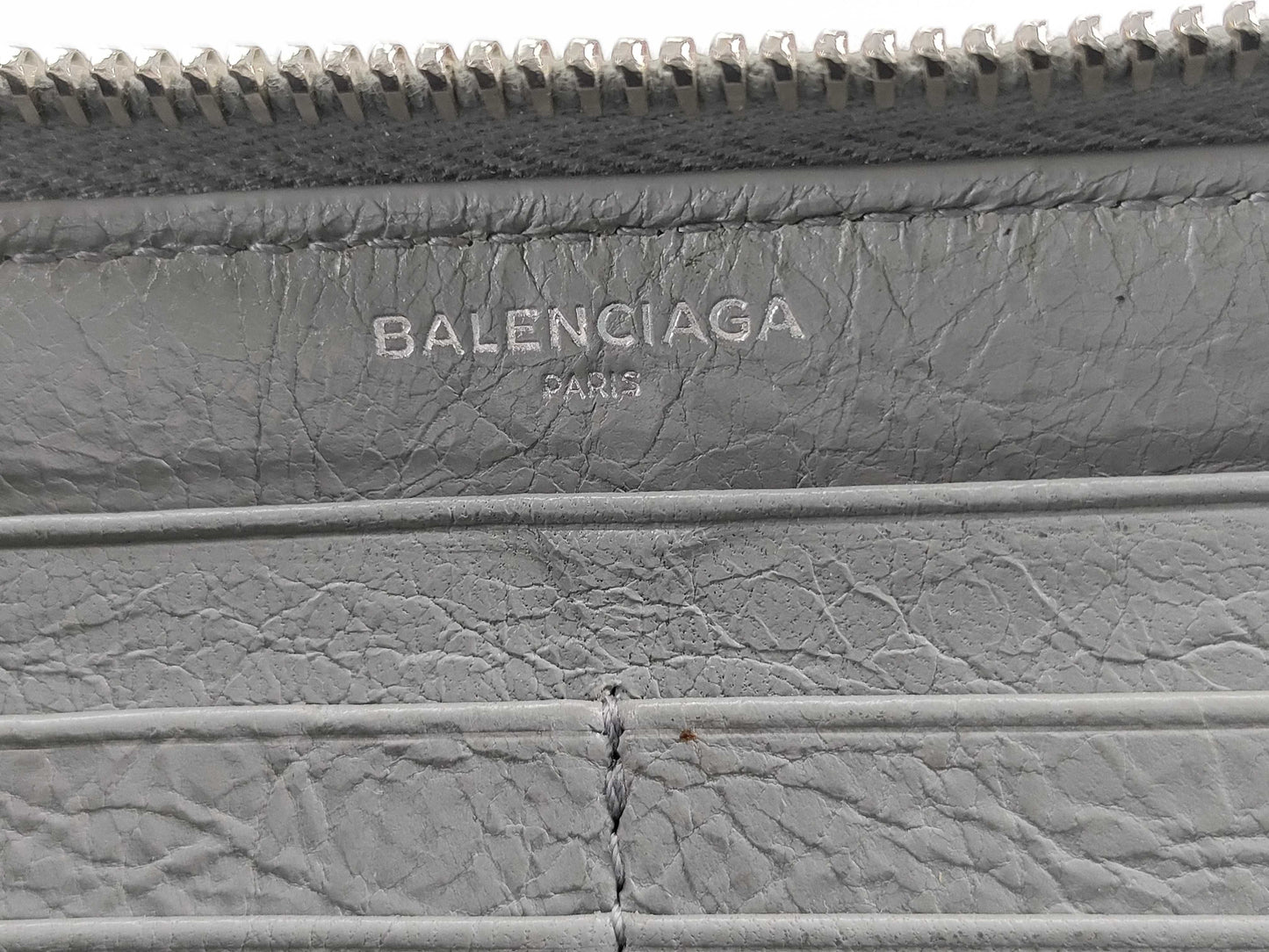BALENCIAGA Leather Round Zip Long Wallet Gray Wallet
