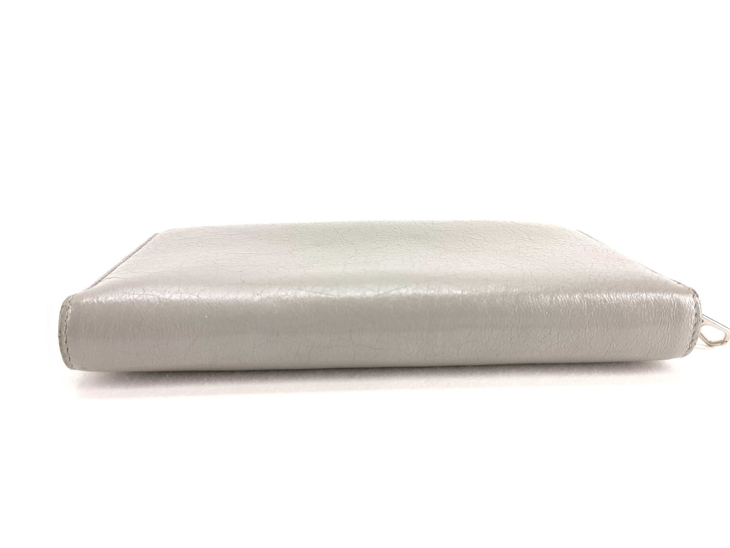 BALENCIAGA Leather Round Zip Long Wallet Gray Wallet