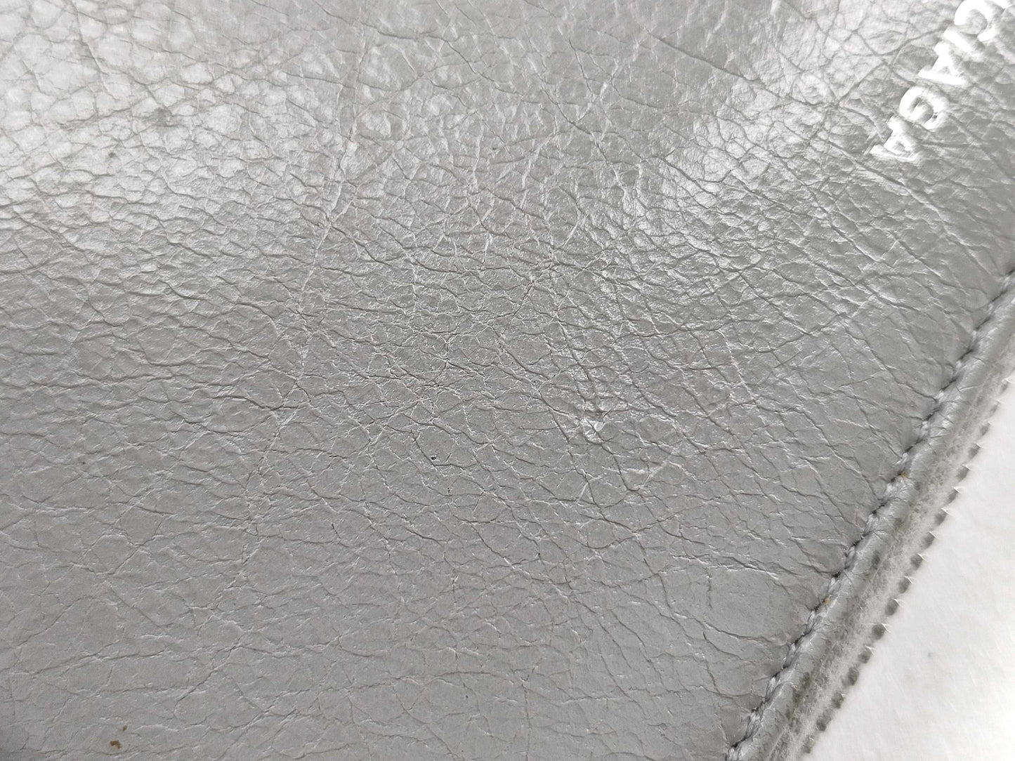 BALENCIAGA Leather Round Zip Long Wallet Gray Wallet