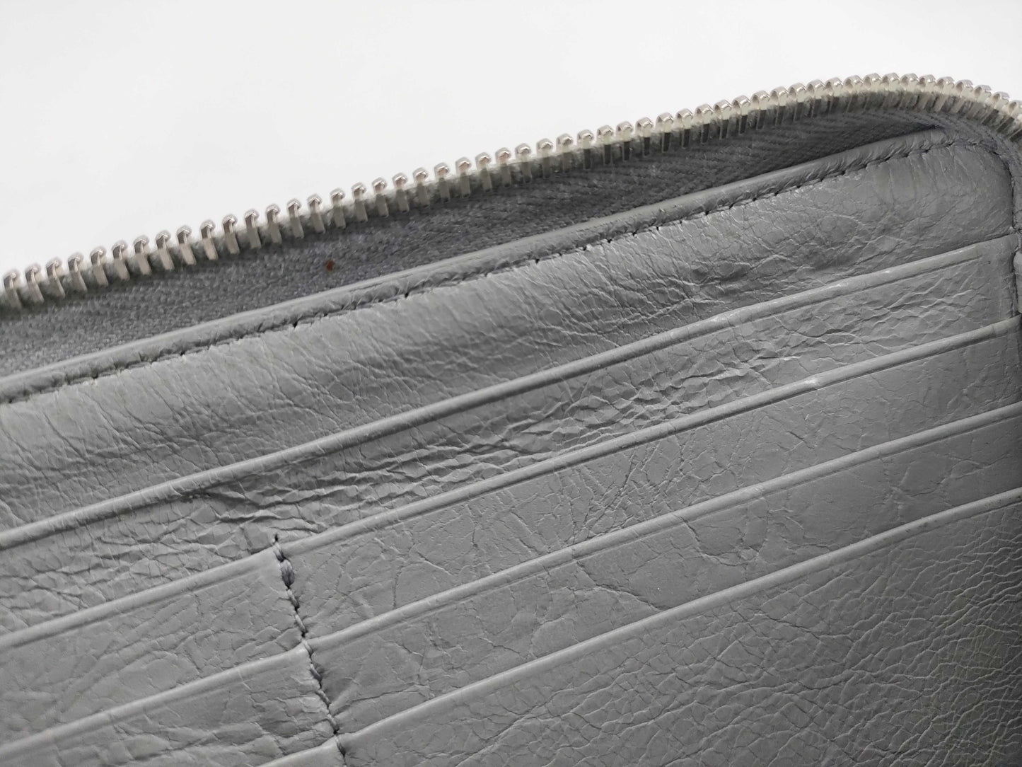 BALENCIAGA Leather Round Zip Long Wallet Gray Wallet