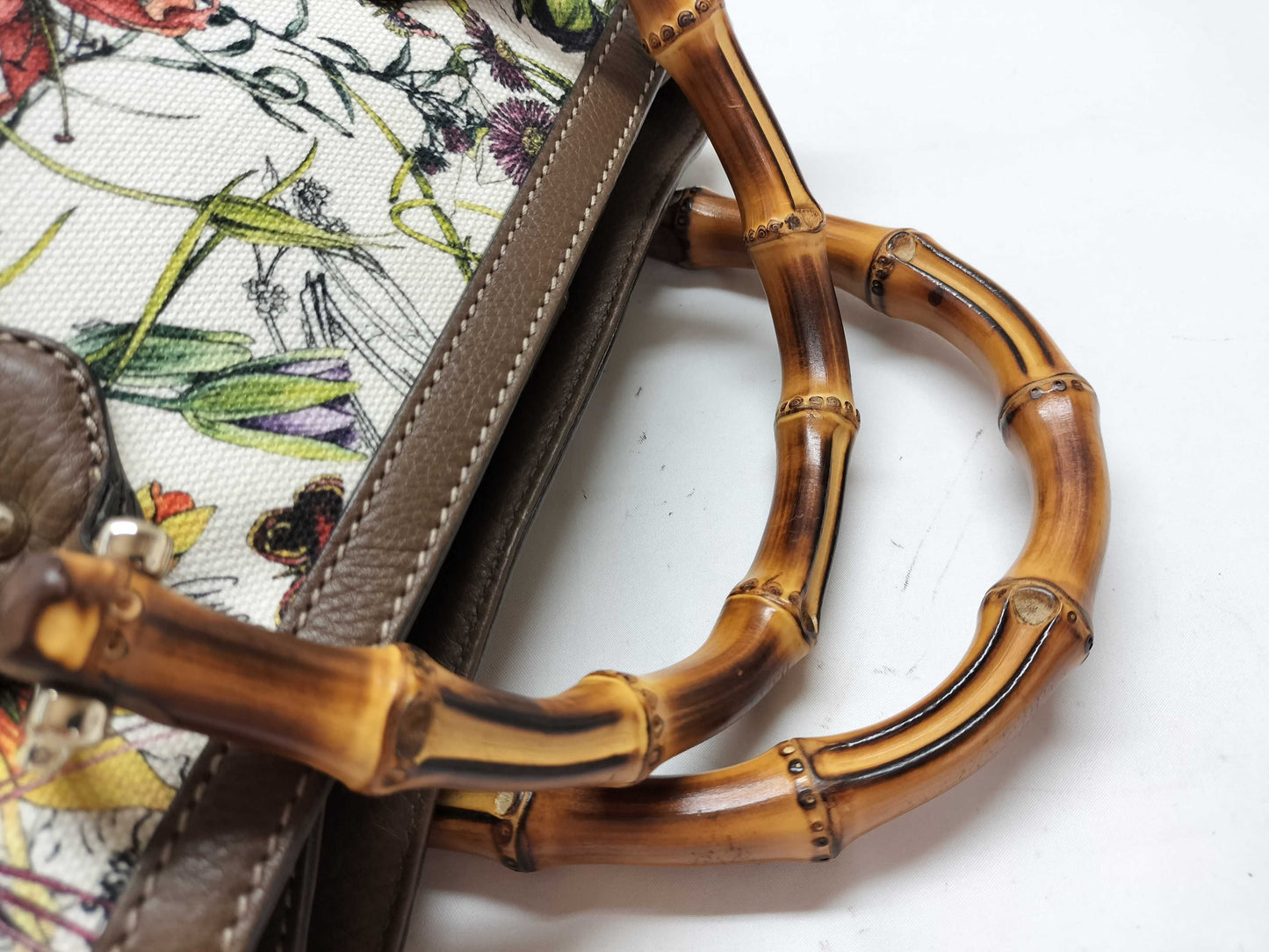 GUCCI 308360 Bamboo Flower 2-way Handbag with Shoulder Strap