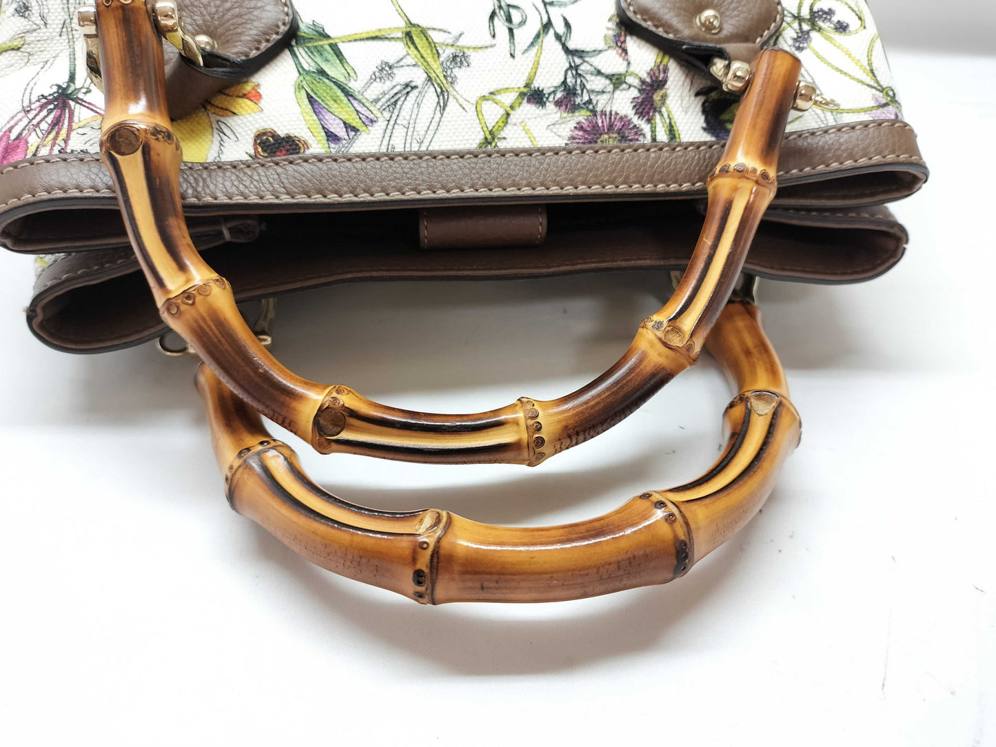GUCCI 308360 Bamboo Flower 2-way Handbag with Shoulder Strap