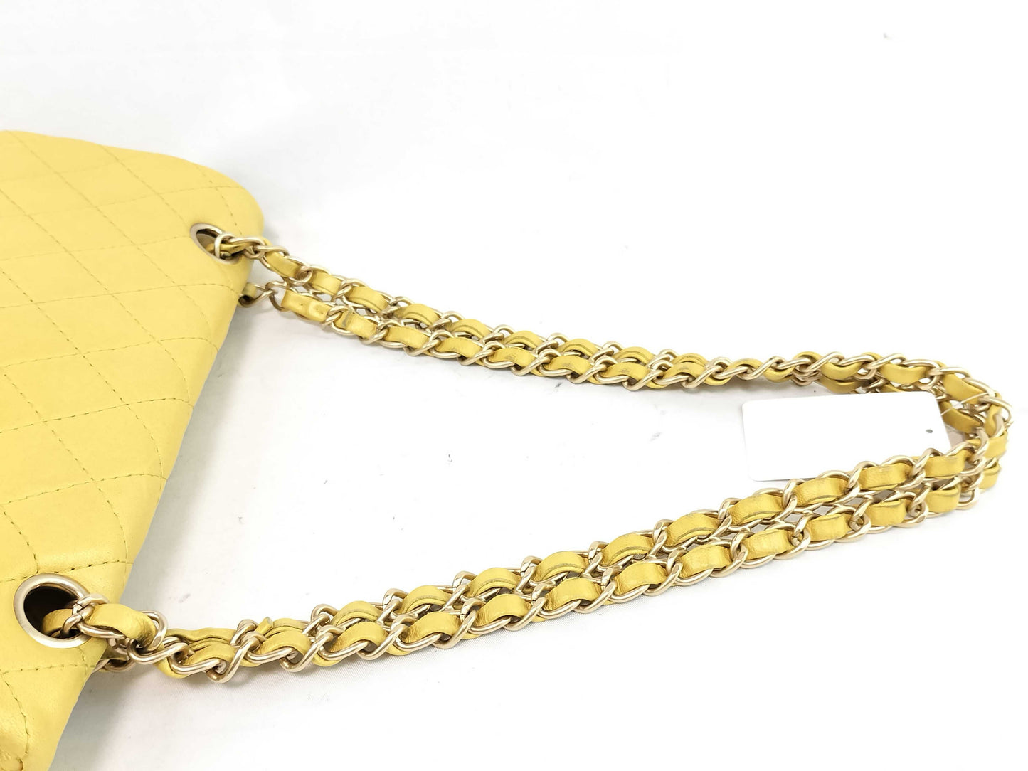 CHANEL Matelasse Shoulder Bag with Beaded Coco Mark, Yellow, WS7730