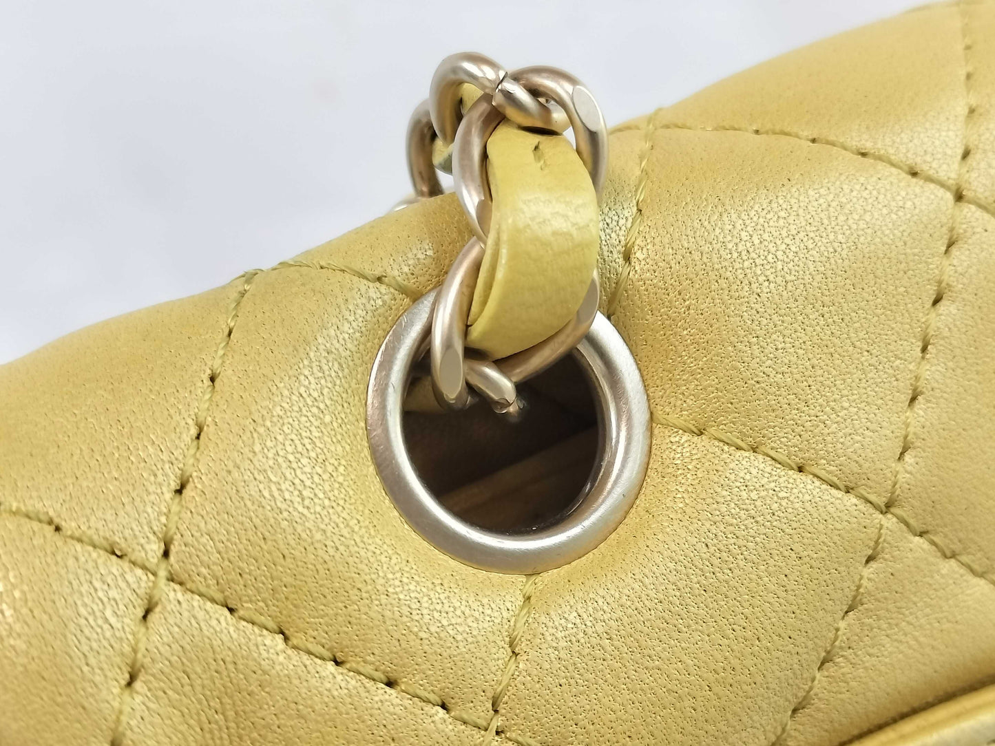 CHANEL Matelasse Shoulder Bag with Beaded Coco Mark, Yellow, WS7730