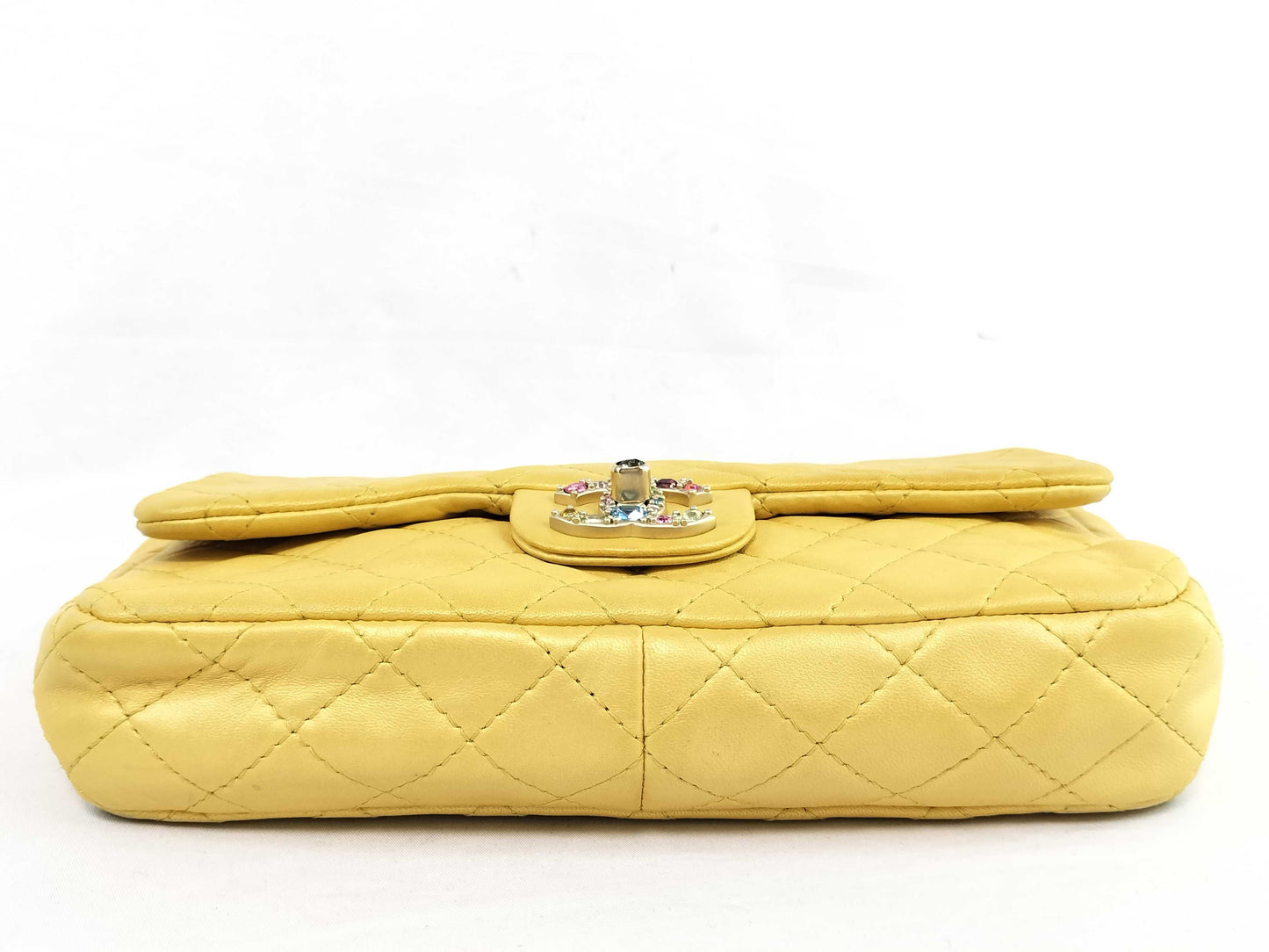 CHANEL Matelasse Shoulder Bag with Beaded Coco Mark, Yellow, WS7730