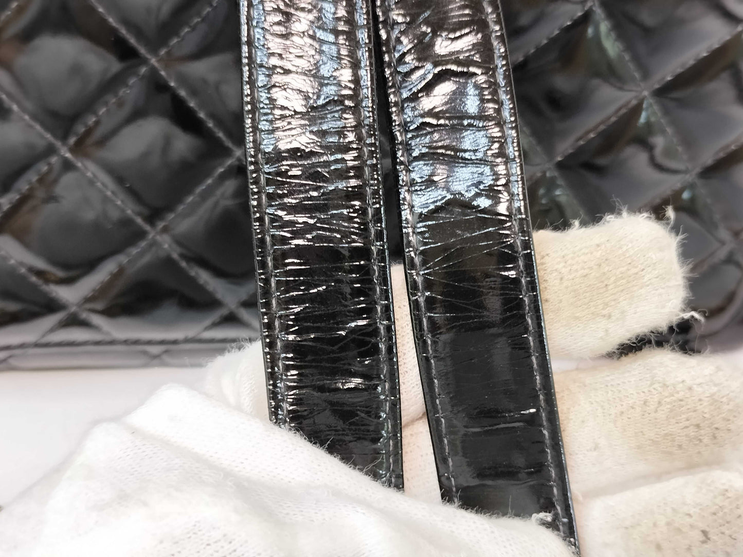 CHANEL Matelasse CHANEL Vintage Matelasse Coco Mark Turn Lock Black Gold Hardware Patent Leather Backpack