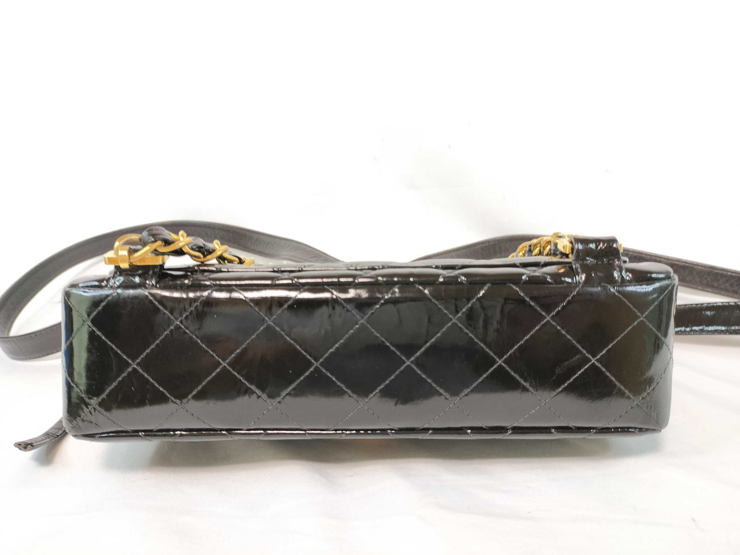 CHANEL Matelasse CHANEL Vintage Matelasse Coco Mark Turn Lock Black Gold Hardware Patent Leather Backpack