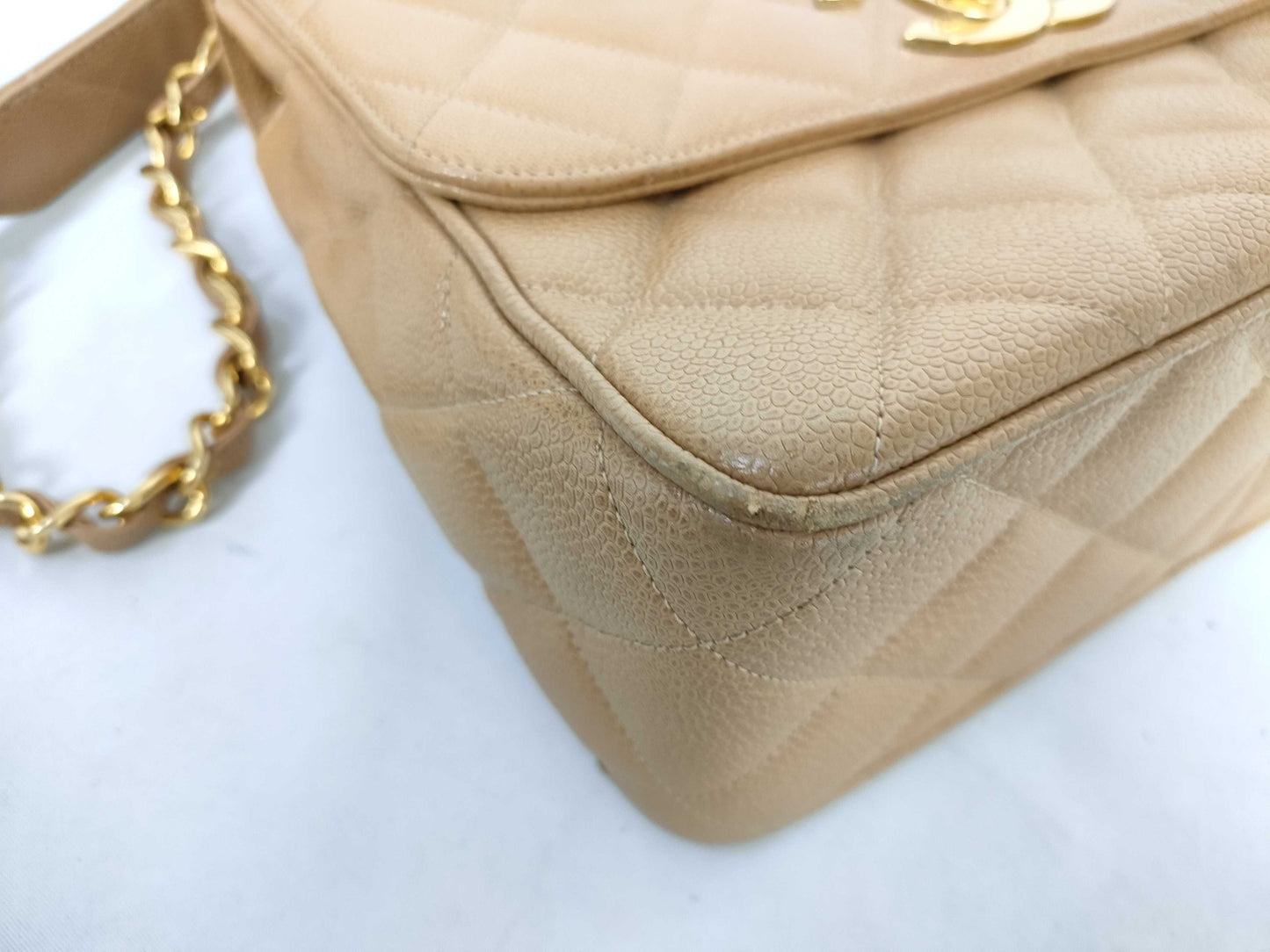 CHANEL Caviar Skin CHANEL Matelasse Caviar Skin Chain Shoulder Bag, No. 3, with Seal